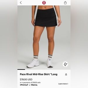 Lululemon Pace rival mid-rise skirt long. Size 14